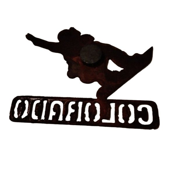 Colorado Snowboard Magnet Metal Rusted Rustic Salvage Upcycle Boarder Shredder - Picture 2 of 2